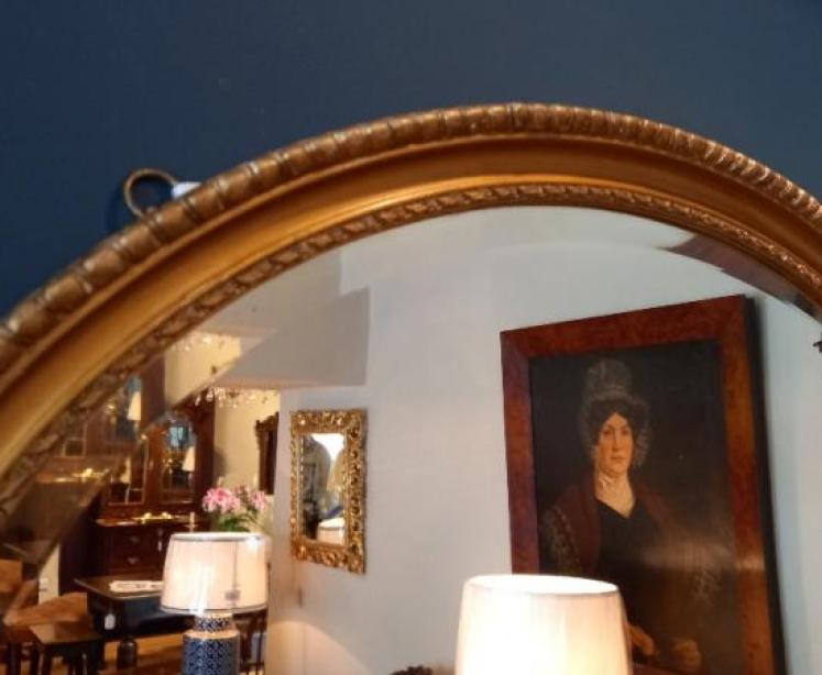 Victorian Timber & Plaster Gilt Oval Wall Mirror - Image 3