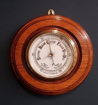 Victorian Oak Ships Barometer