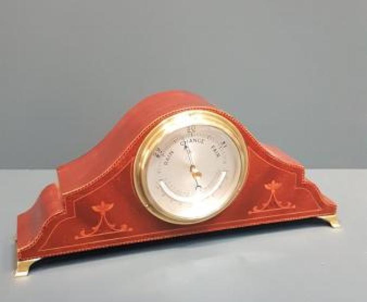 Fine Quality Inlaid Mahogany Barometer with Crescent Thermometer - Image 3