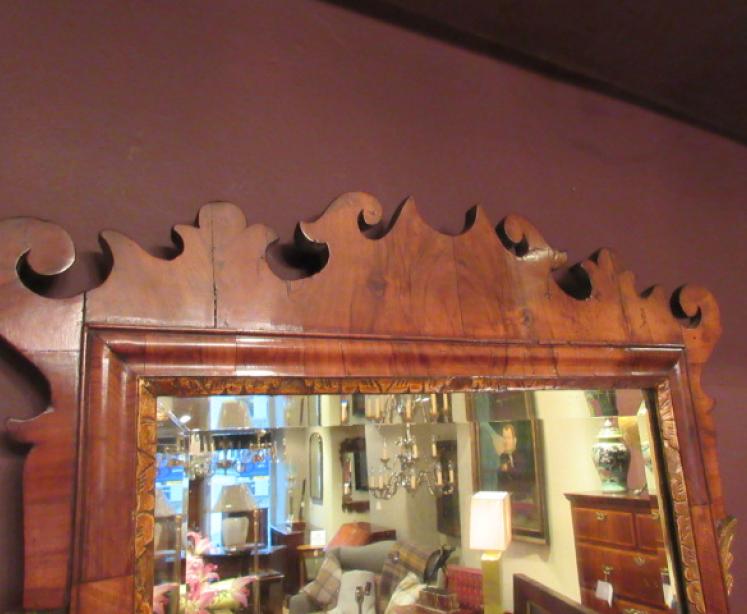 Superb George II Period Figured Walnut Mirror - Image 3