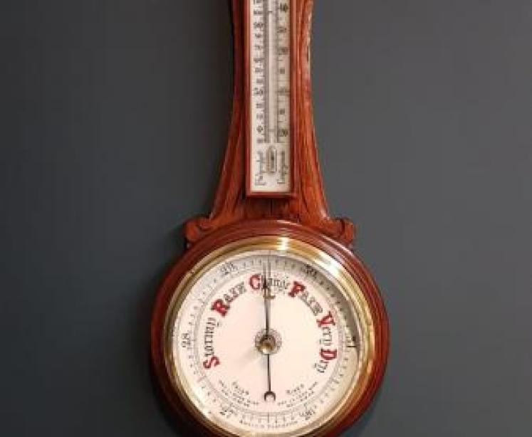 Victorian Carved Oak Banjo Barometer - Image 1