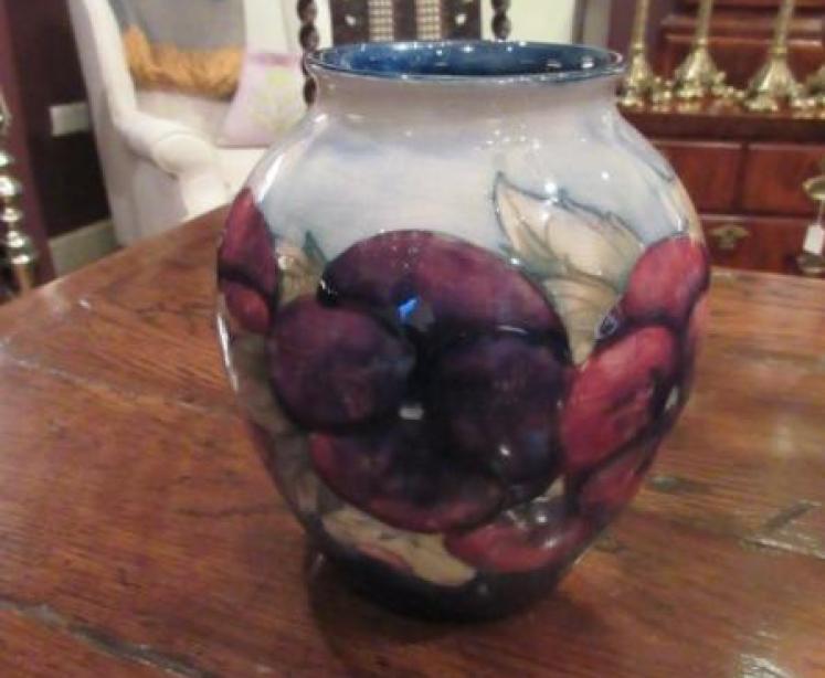 Early Moorcroft Pansy with Grey Top Vase  - Image 1