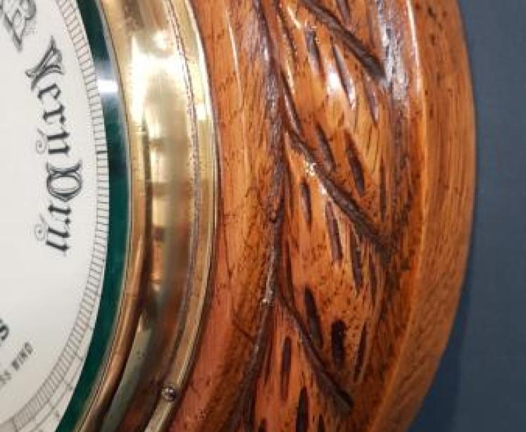 Victorian Oak Ships Barometer - Image 4