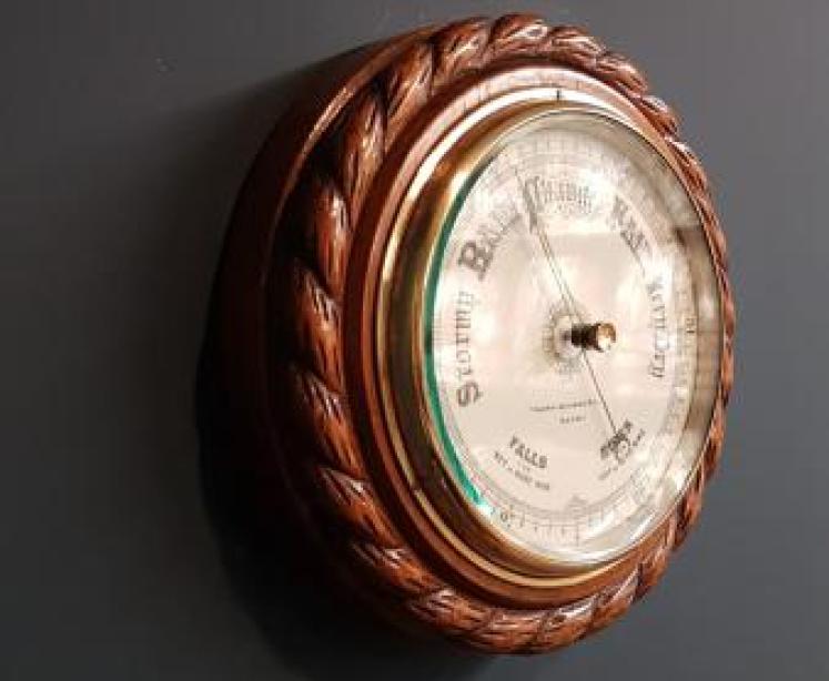 Victorian Oak Ships Barometer - Image 5
