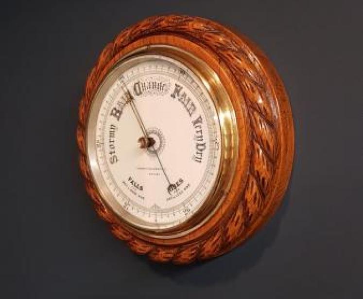 Victorian Oak Ships Barometer - Image 6