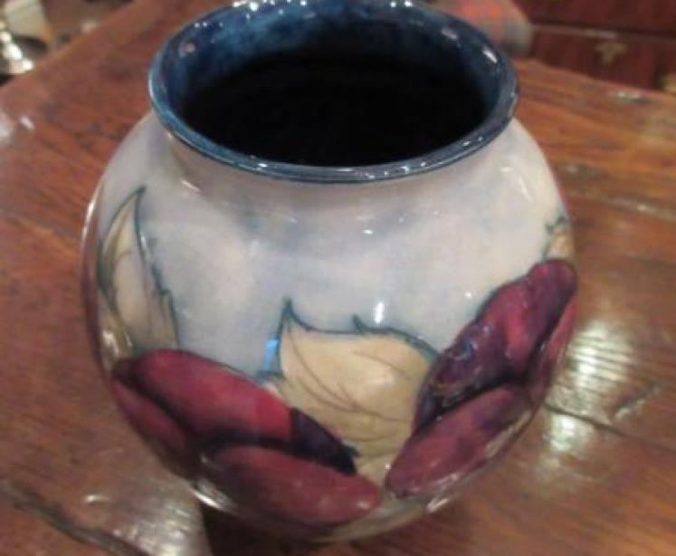 Early Moorcroft Pansy with Grey Top Vase  - Image 2