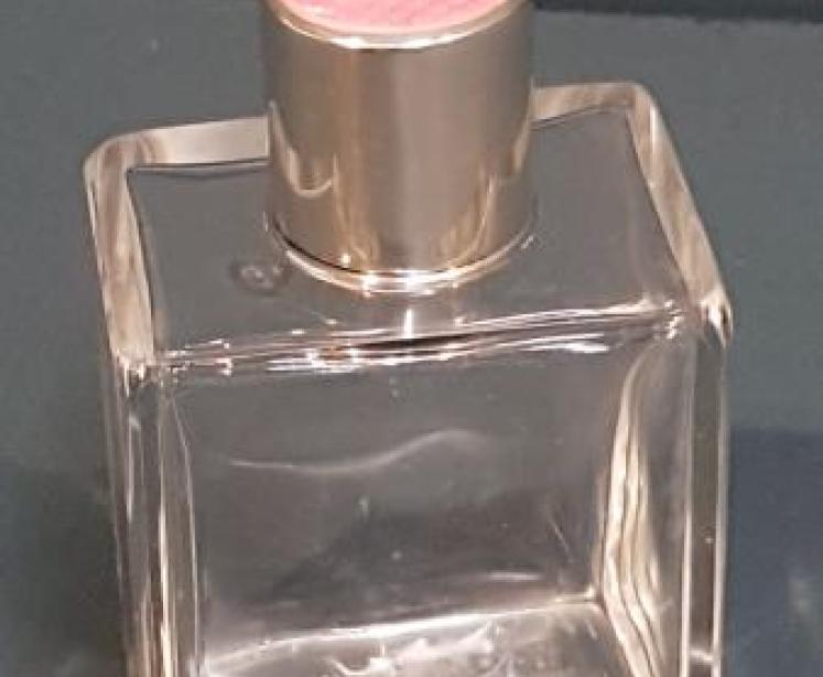 Engine Turned Pink Enamel and Silver Scent Bottle - Image 1