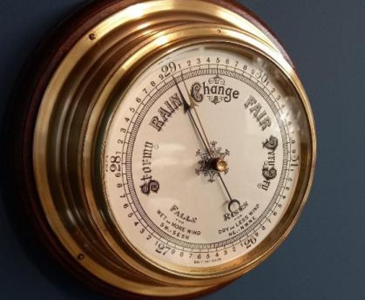 Edwardian Period Brass Bulkhead Ship's Barometer - Image 2