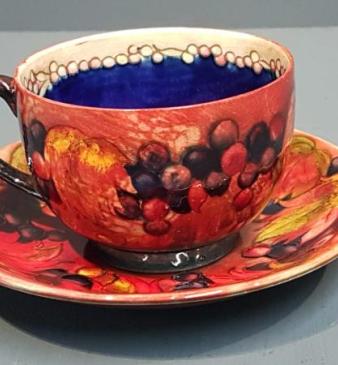 Moorcroft Leaf and Berries Flambe Cup and Saucer