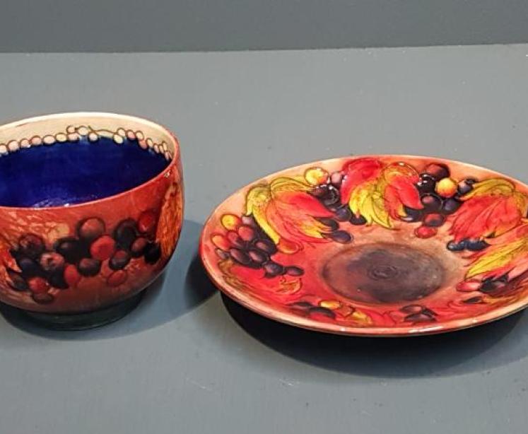 Moorcroft Leaf and Berries Flambe Cup and Saucer - Image 2