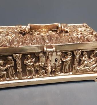Victorian Cast Brass Casket