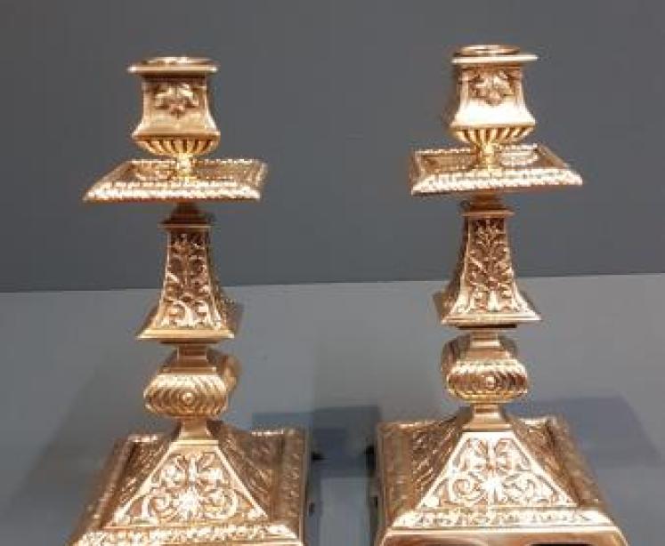 Pair Victorian Brass Candlesticks - Image 7