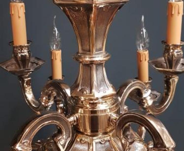 Superb Edwardian Cast Brass 12 Arm Chandelier - Image 6