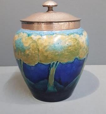 Moorcroft Moonlit Blue Pewter Top Biscuit Jar
