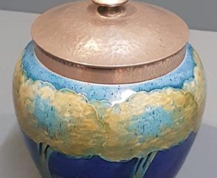 Moorcroft Moonlit Blue Pewter Top Biscuit Jar - Image 2