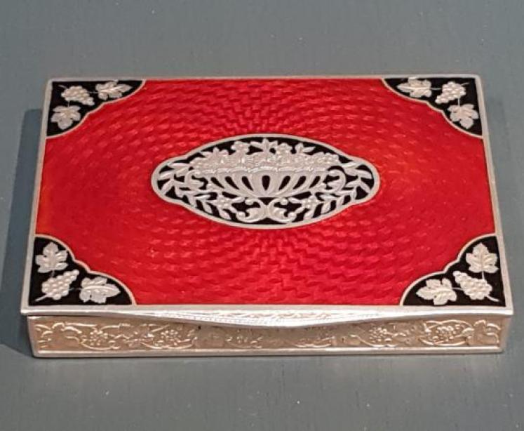 Outstanding Engine Turned Enamel Card Case - Image 1