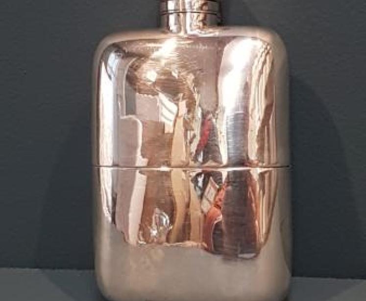 Superb Edwardian Silver Hip Flask and Cup - Image 1