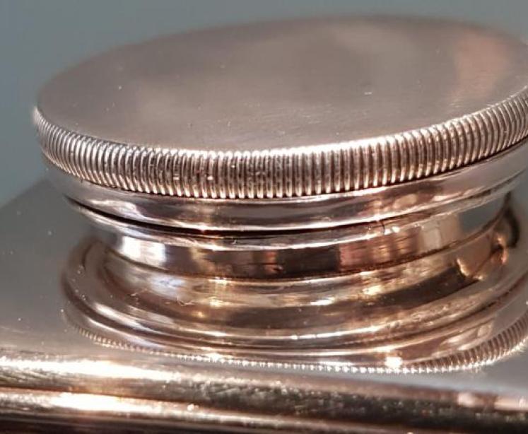 George III Silver Bayonet Travelling Top Ink Well - Image 5