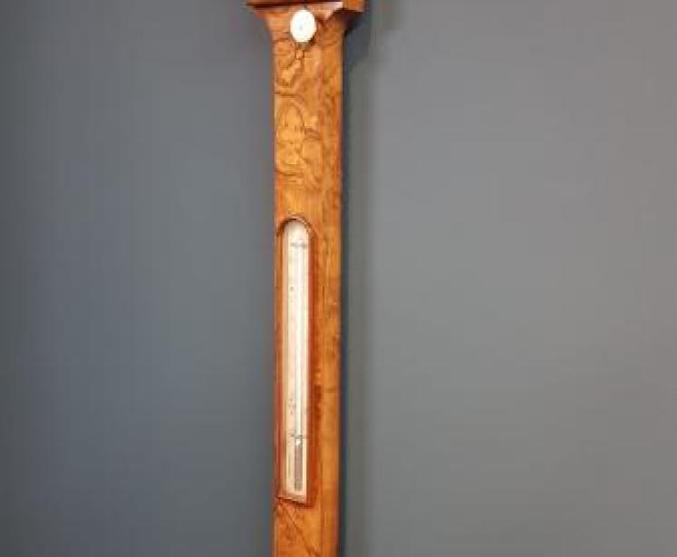 Victorian Burr Walnut Stick Barometer - Image 6