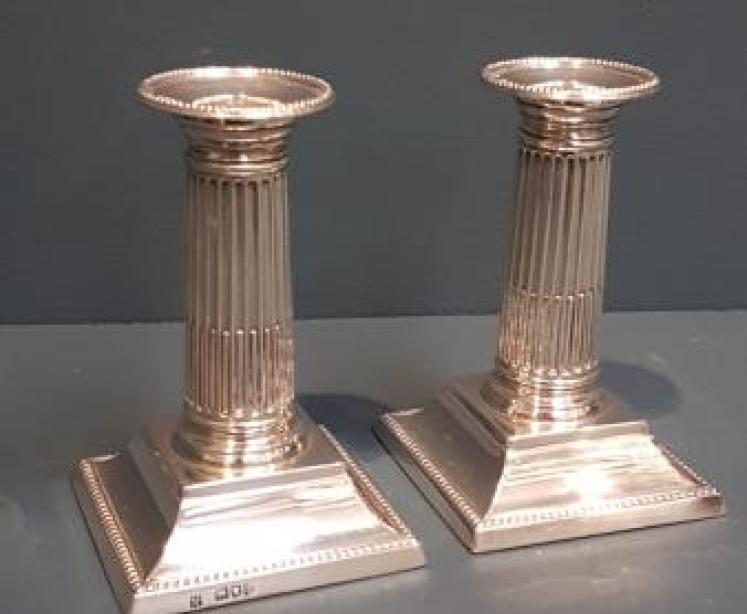  Pair of Victorian Silver Candlesticks - Image 1