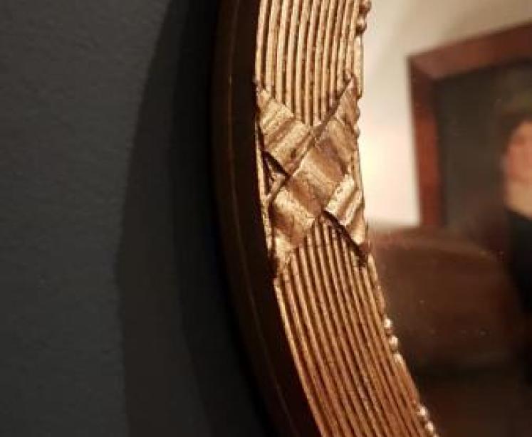 Edwardian Timber Gilt Oval Mirror  - Image 2