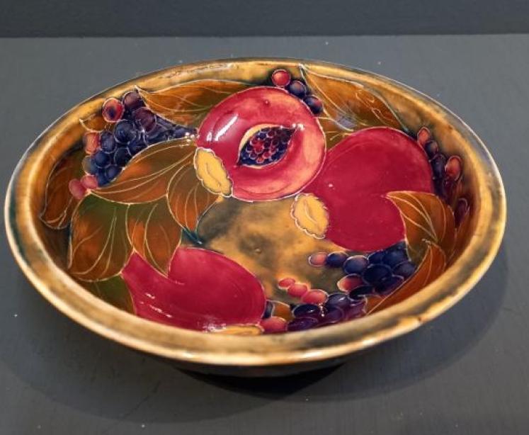 Early Moorcroft Pomegranate on Ochre Bowl - Image 1