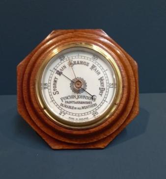 Edwardian Golden Oak Barometer