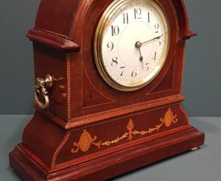 Edwardian Inlaid Mahogany Mantel Clock - Image 6