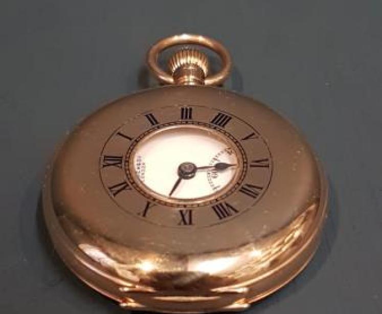 Benson Half Hunter 9ct Gold Pocket Watch - Image 1