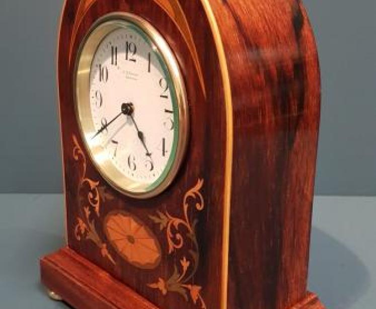 Edwardian Inlaid Rosewood Mantel Clock - Image 3
