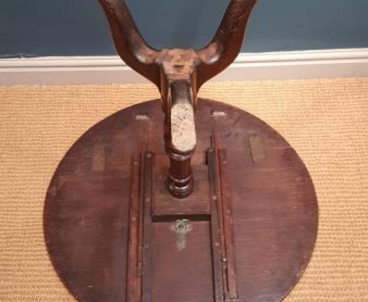 Unusual George III Oak Snap Top Table with Drop Leaf - Image 4