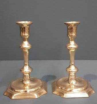 Pair of George III Seamed Brass Candlesticks