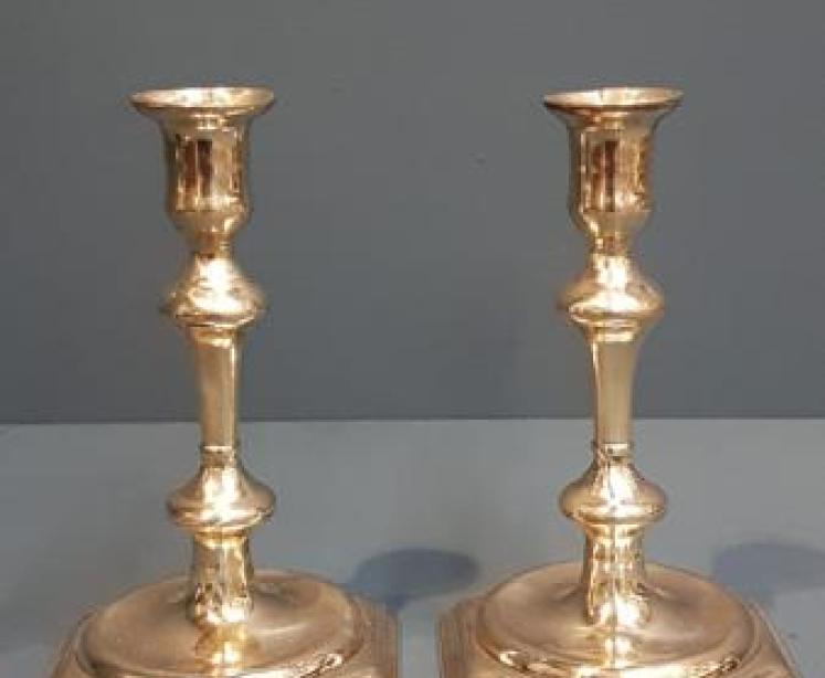 Pair of George III Seamed Brass Candlesticks - Image 6