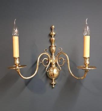 Matching Pair of Edwardian Brass Wall Lights