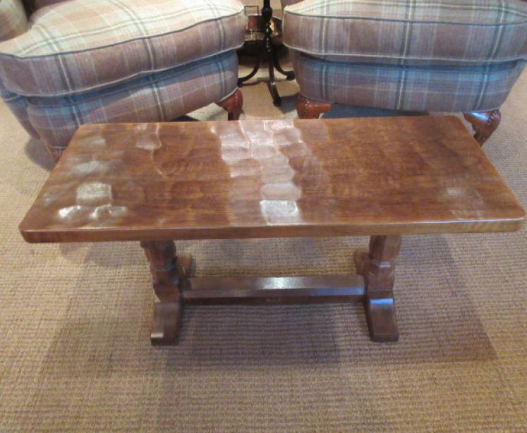 1950's Mouseman Adzed Oak Oblong Occasional Table - Image 5