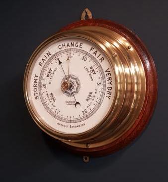 Victorian Brass Ships Bulkhead Barometer