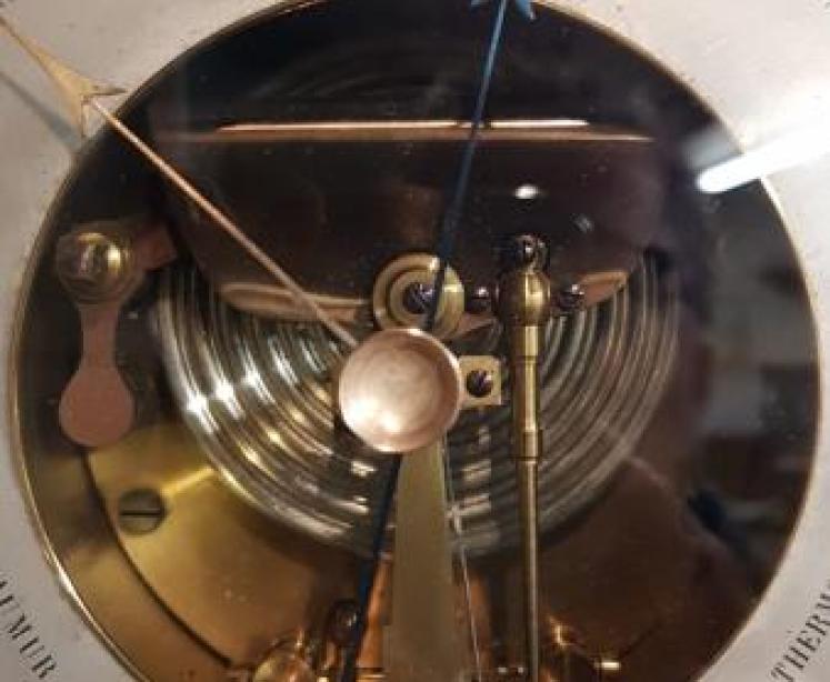 Victorian Brass Cased Marine Barometer with Twin Crescent Thermometers - Image 6