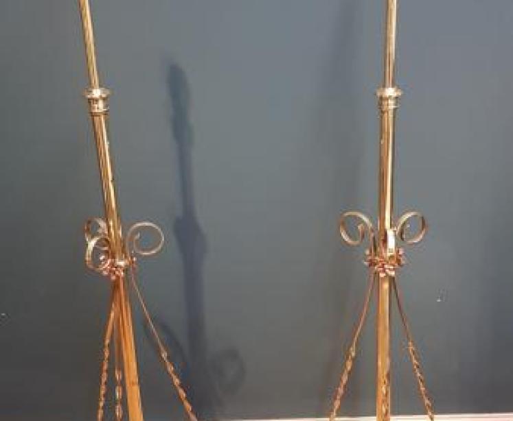 Matching Pair of Victorian Brass Lamp Standards - Image 1