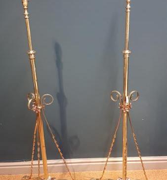 Matching Pair of Victorian Brass Lamp Standards