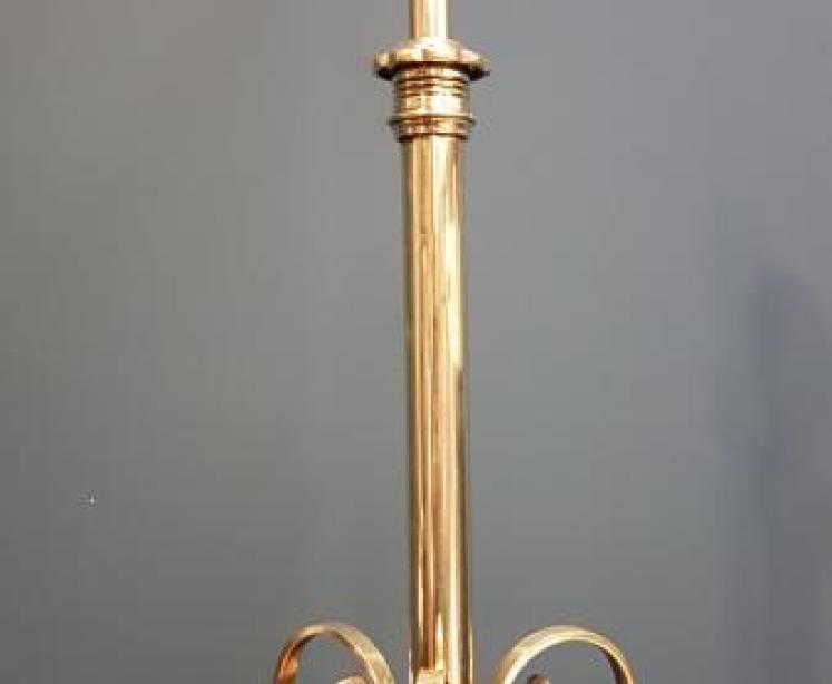 Matching Pair of Victorian Brass Lamp Standards - Image 3