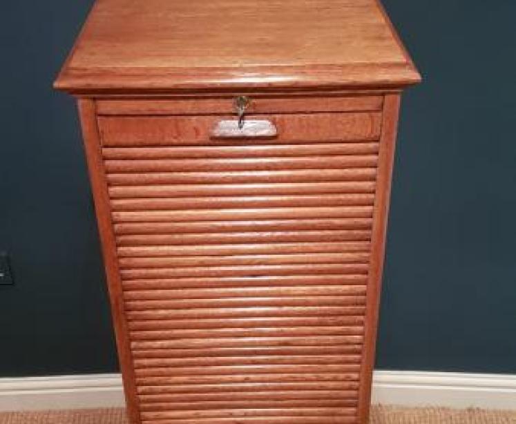 Edwardian Oak Sign Written File Cabinet - Image 6