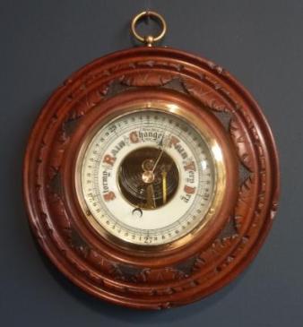 Victorian Walnut Cased Aneroid Barometer