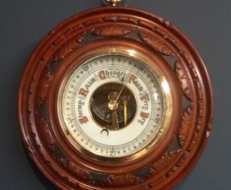 Victorian Walnut Cased Aneroid Barometer - Image 1