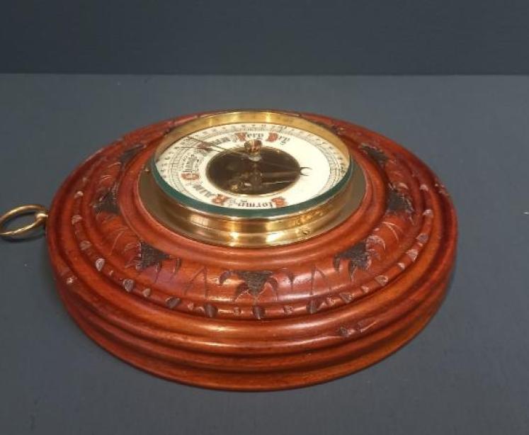 Victorian Walnut Cased Aneroid Barometer - Image 6