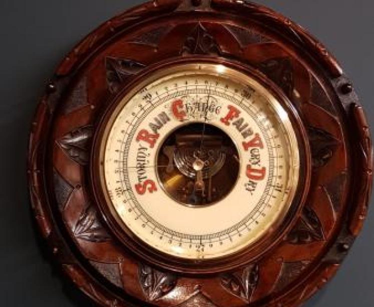 Victorian Walnut 12" Skeletonised Barometer - Image 1