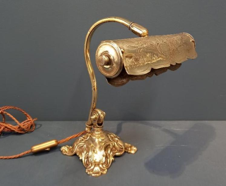Victorian Cast Brass Adjustable Desk Lamp - Image 1