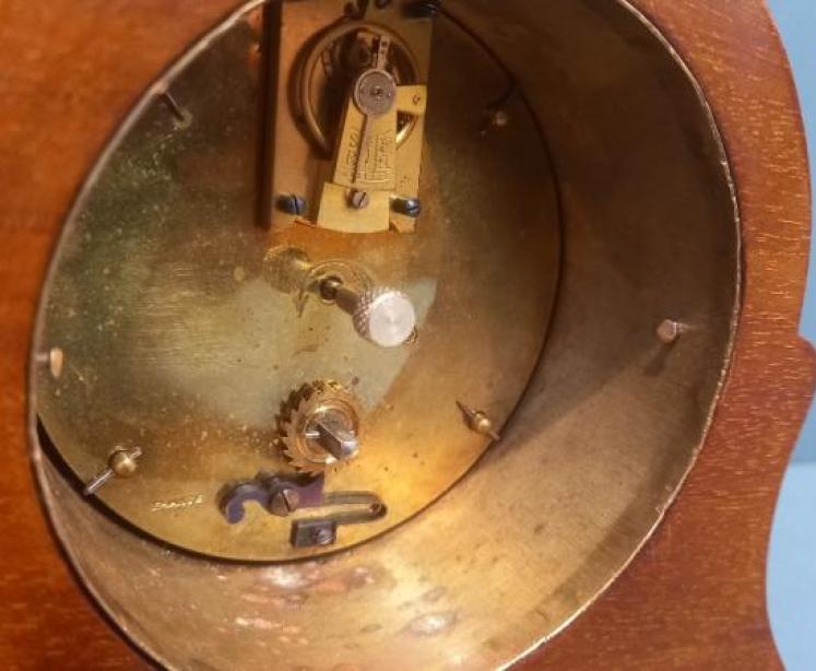 Small Edwardian Fruitwood Inlaid Mantel Clock - Image 6