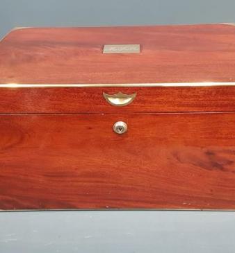Early Victorian Brass Bound Mahogany Deeds Box