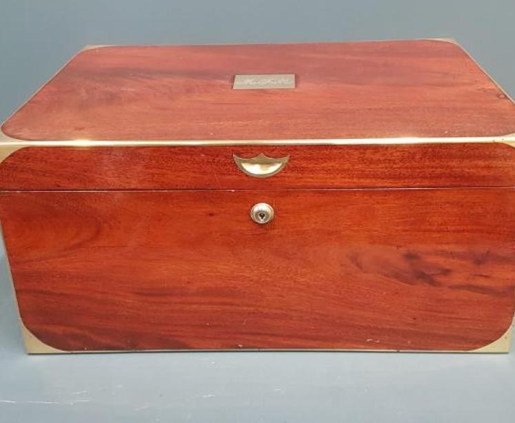 Early Victorian Brass Bound Mahogany Deeds Box - Image 1