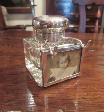 Edwardian Silver Topped Inkwell & Photo Frame